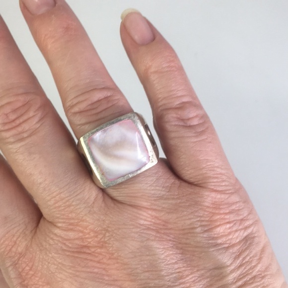 Sterling Pink Quartz Large Statement Ring Size 8 CF side Cut outs - Picture 1 of 6